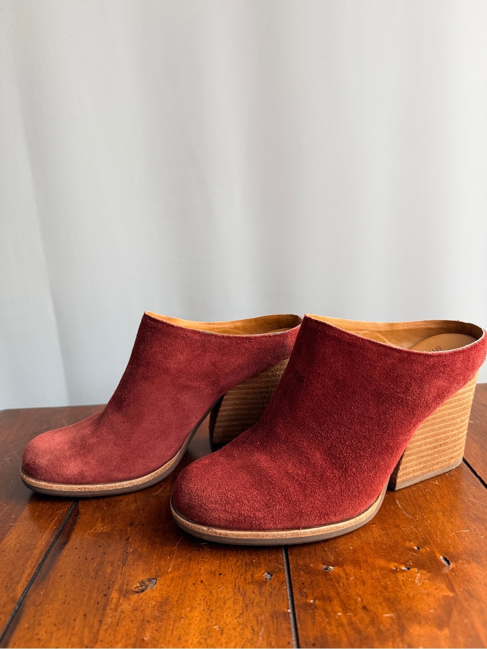 Kork-Ease Challis Burgundy Suede Mule Booties Size 8 – Block Heel